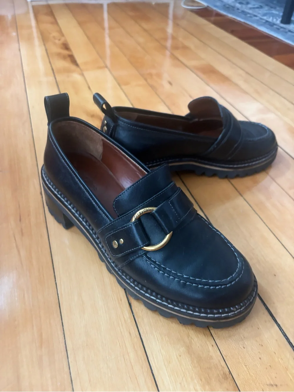See by Chloe Erine Black platform Loafers